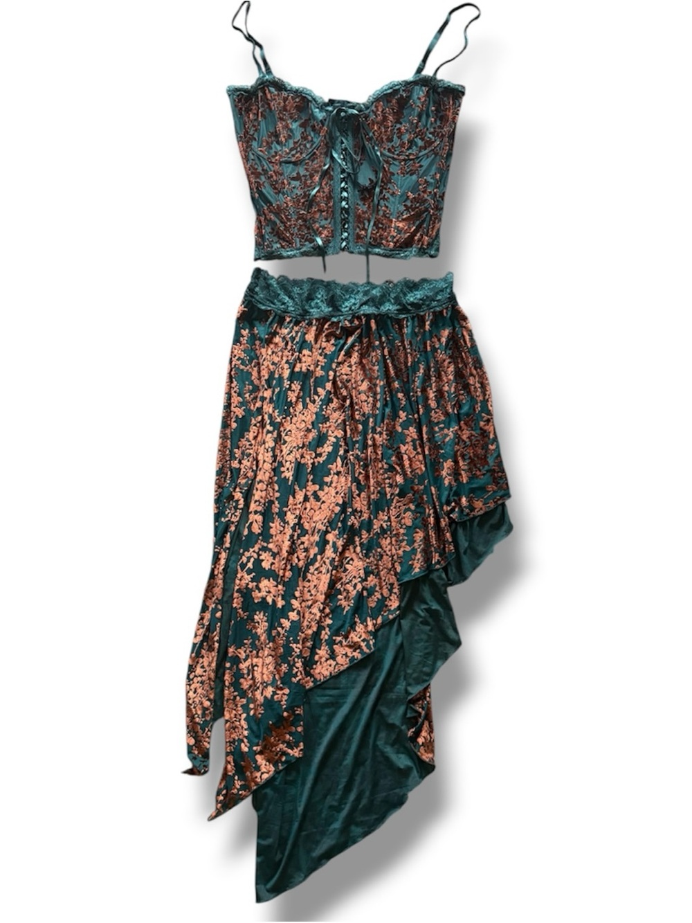 DollsKill | NWT’s Current Mood Flocked Velvet Corset Skirt Y2K Bohemian Set